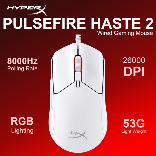 HyperX PulseFire Haste 2 Wired Gaming Mouse - White