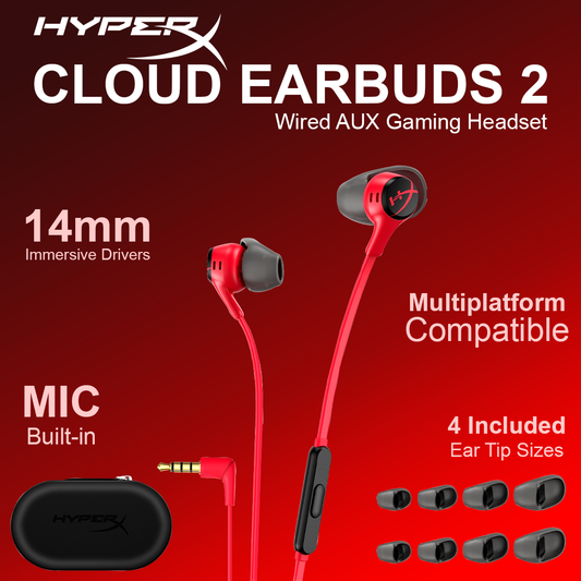 HyperX Cloud Earbuds 2 II Gaming Earbuds with Mic - Red