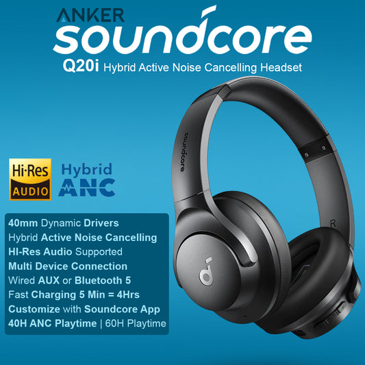 Anker Soundcore Q20i Hybrid ANC Bluetooth Headphones - Black