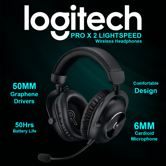 Logitech Pro X 2 Lightspeed Wireless Headphones - Black
