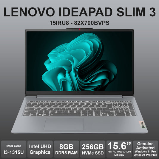 Lenovo Ideapad Slim 3 15.6" I3 13th 8GB RAM 256GB NVMe Laptop
