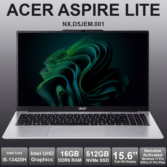 Acer Aspire Lite 15.6" I5 13th 16GB RAM 512GB NVMe Laptop