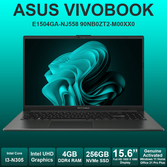 Asus VivoBook 15" I3 N305 4GB RAM 256GB NVMe Laptop