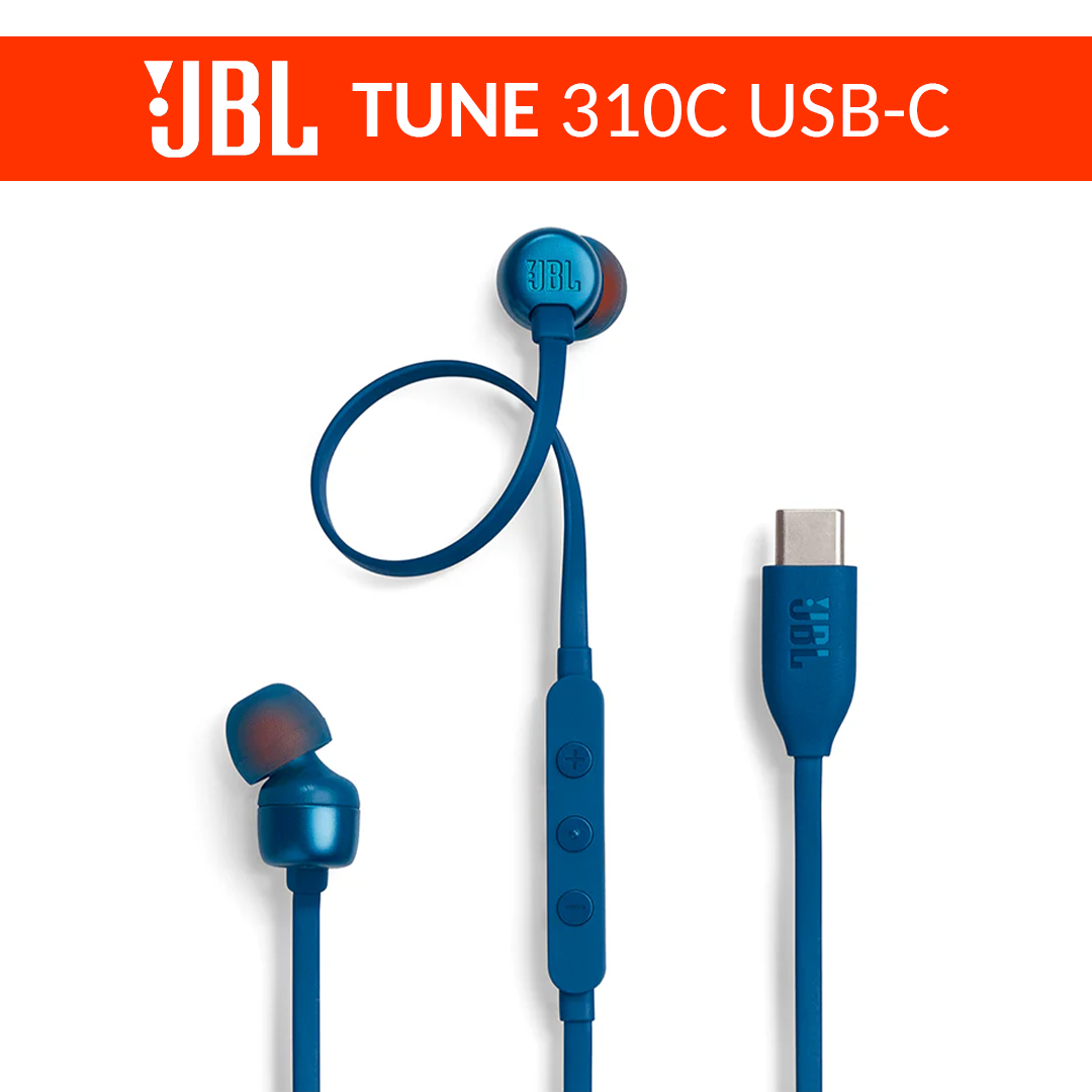 JBL Tune 310C USB-C | Wired Hi-Res In-Ear Headphones - Blue