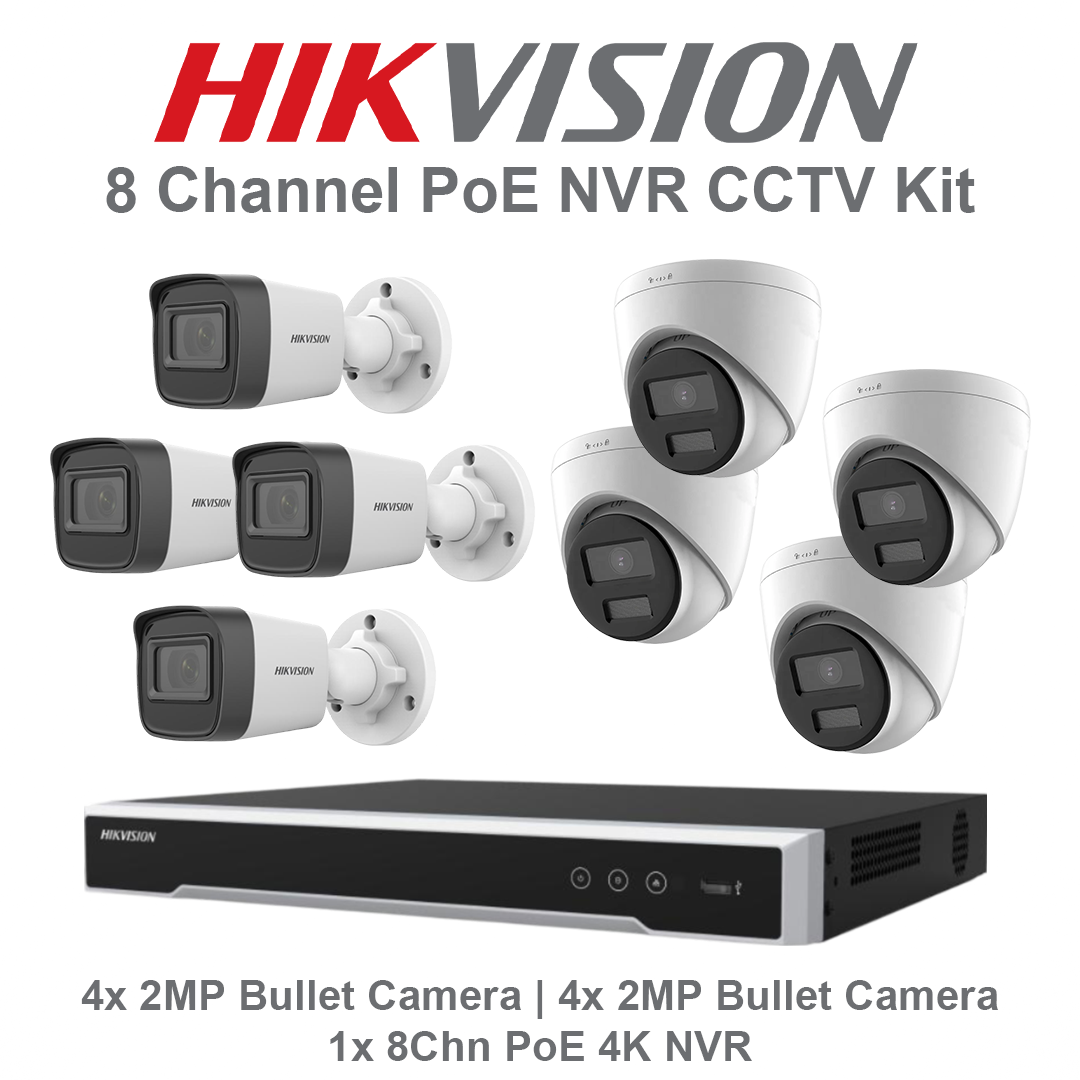 Hikvision 8 Channel PoE 4K NVR CCTV Kit