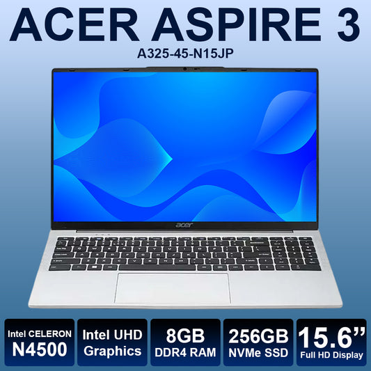 Acer Aspire 3 15.6" Celeron N4500 8GB RAM 256GB NVMe Laptop
