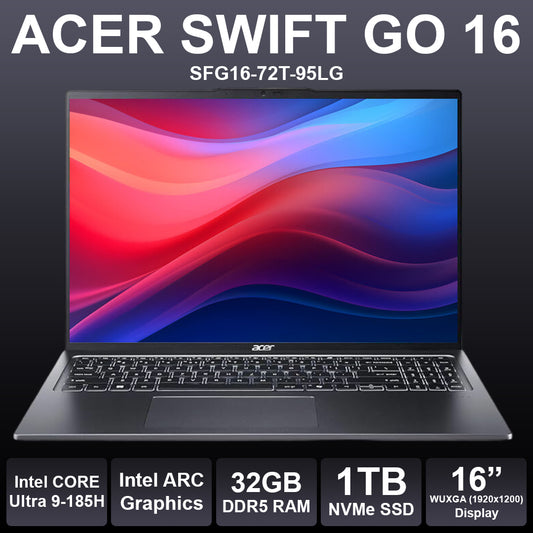 Acer Swift Go 16" Core Ultra 32GB RAM 1TB NVMe Laptop