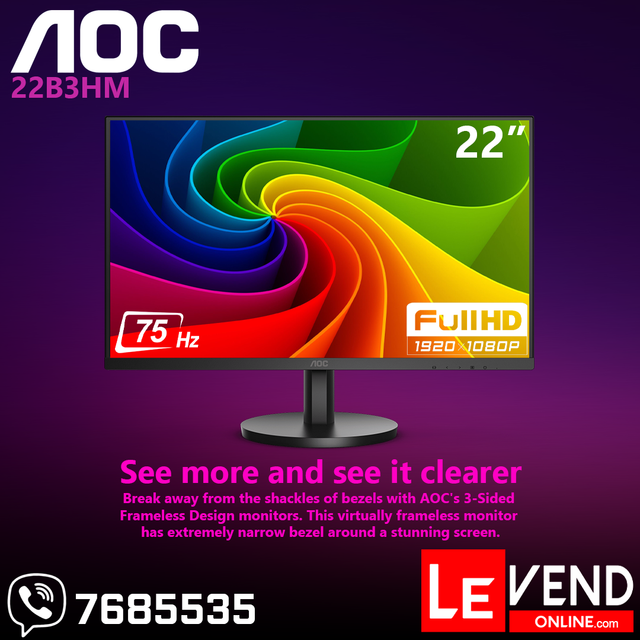 AOC 22Inch 75Hz Full HD Monitor - 22B3HM