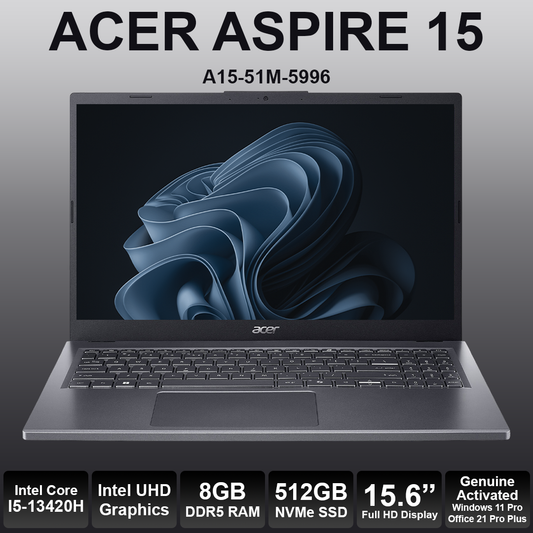 Acer Aspire 15 15.6" Core I5 13th 8GB RAM 512GB NVMe Laptop