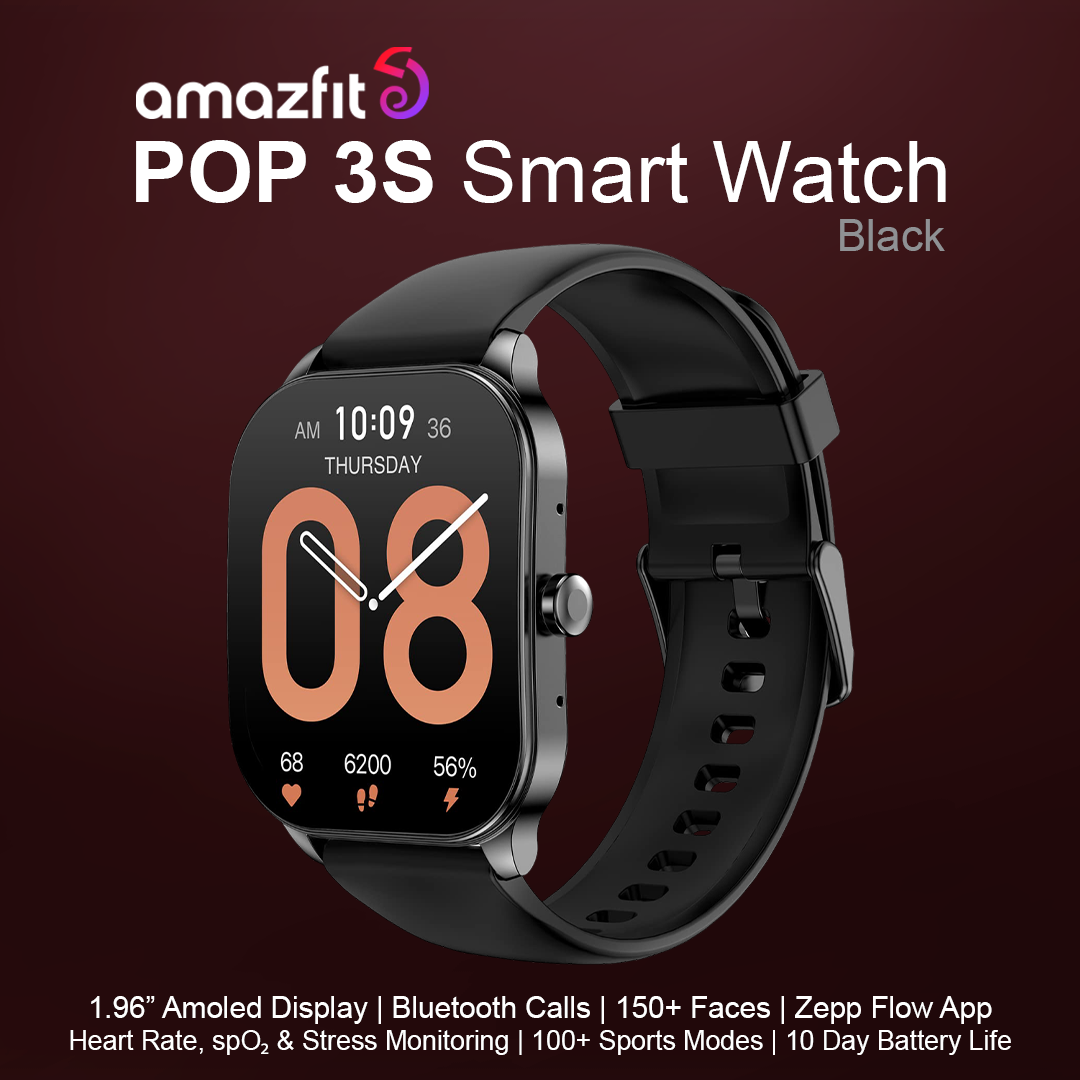 Amazfit Pop 3S Smart Watch - Black