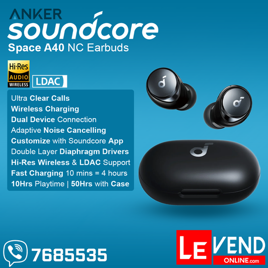 Anker Soundcore Space A40 Noise Cancelling Earbuds - Black