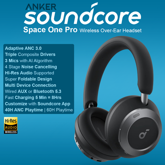 Anker Soundcore Space One Pro Wireless Over Ear Headphones - Black