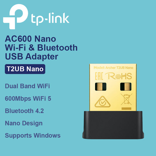 TP Link AC600 WiFi + Bluetooth 4.2 USB Dongle - T2UB Nano