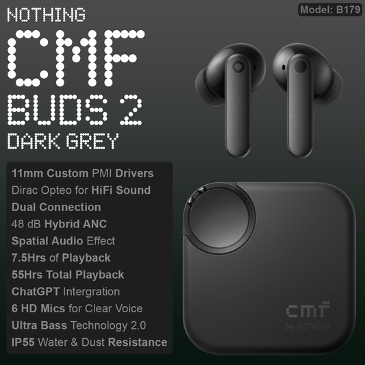 Nothing CMF Buds 2 ANC Wireless Earbuds - Dark Grey (B179)