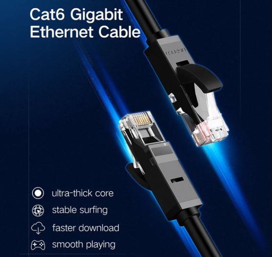 CAT 6 LAN RJ45 Round Network Cable - 15M - Black