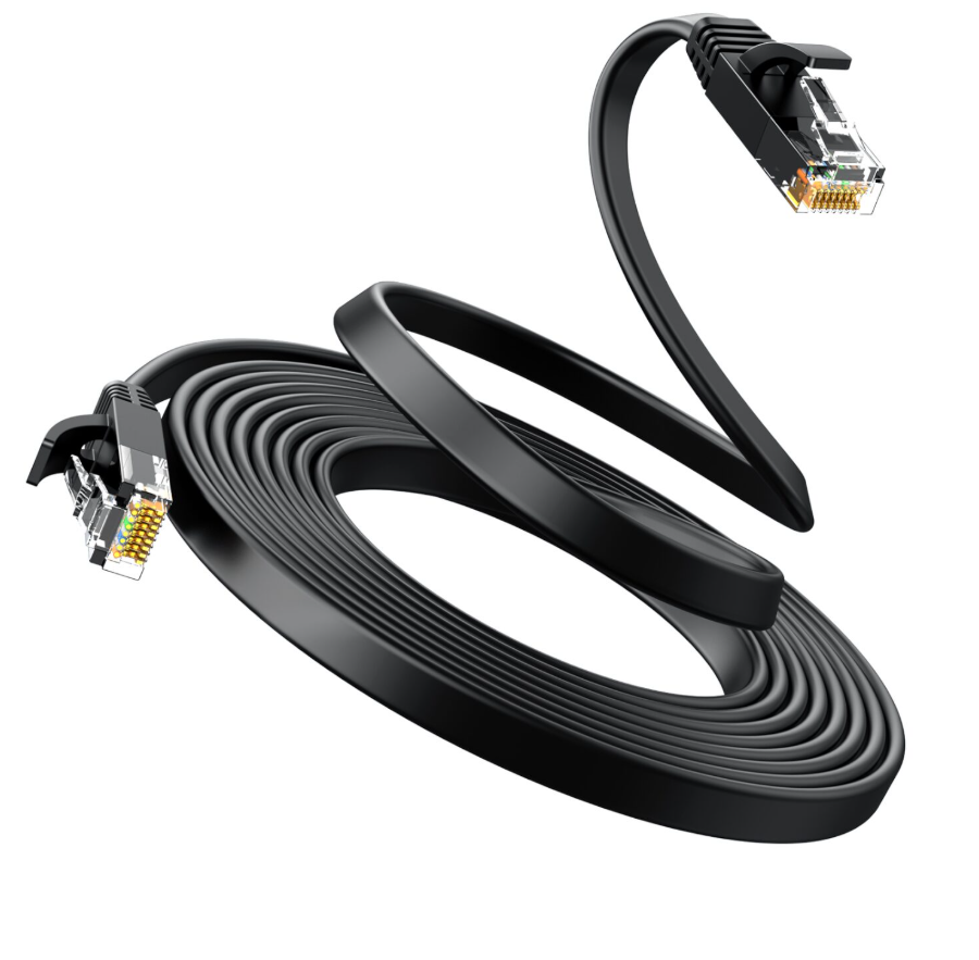 CAT 6 LAN RJ45 Flat Network Cable - 15M - Black