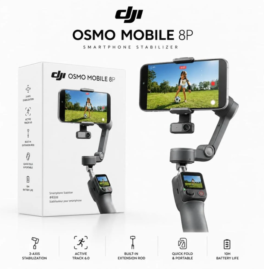 DJI Osmo Mobile 8P 3 Axis Smartphone Gimbal Stablizer - Black