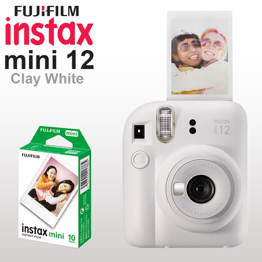 Fujifilm Instax Mini 12 Instant Camera with 10 Sheet Film - Clay White