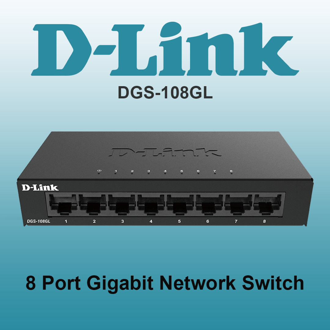 D Link 8 Port Gigabit Network Switch - DGS-108GL