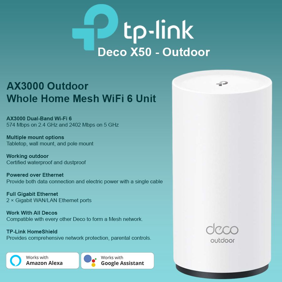 TP link AX3000 Indoor & Outdoor Mesh WiFi 6 System - Deco X50-Outdoor