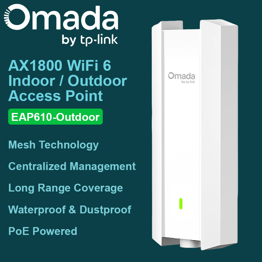TP Link Omada AX1800 Indoor & Outdoor WiFi 6 Access Point - EAP610-Outdoor