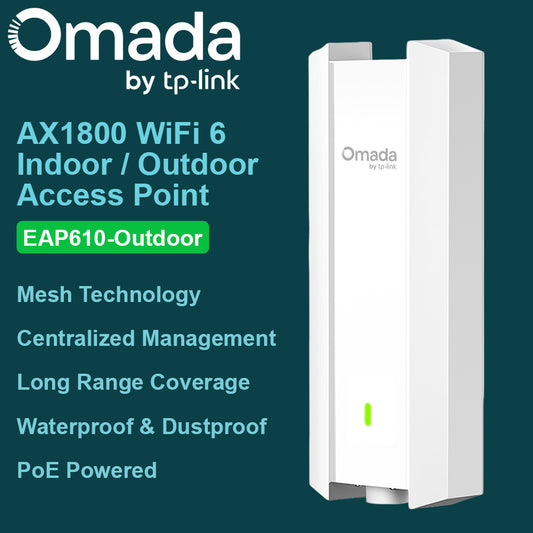 TP Link Omada AX1800 Indoor & Outdoor WiFi 6 Access Point - EAP610-Outdoor