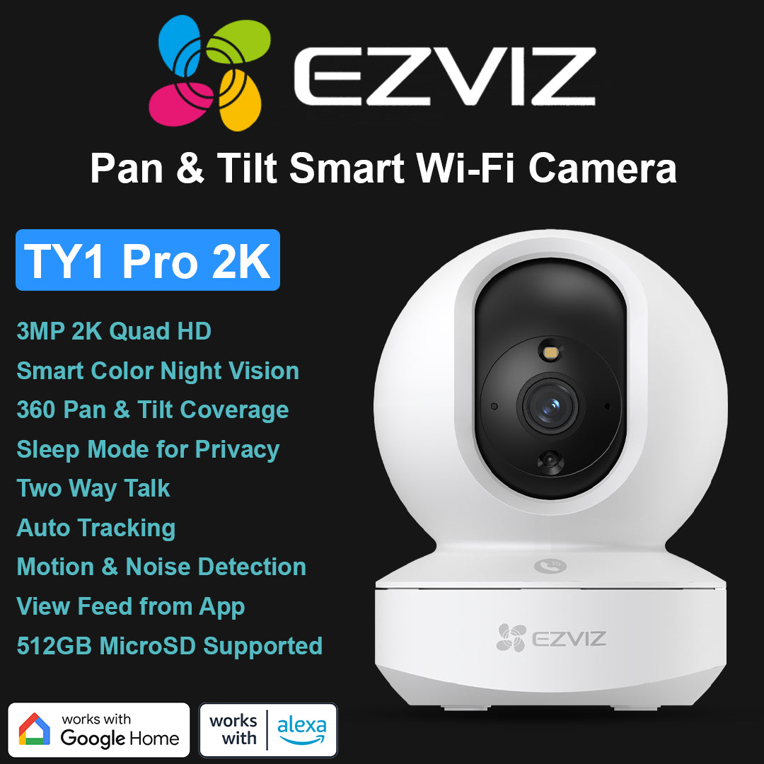Ezviz 3MP 360Â° 2K Home Security WiFi Camera - TY1 Pro 2K