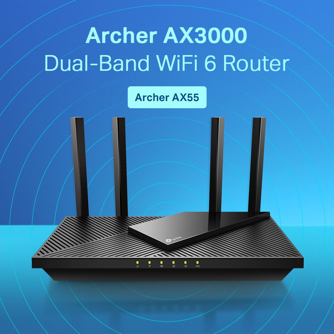 TP Link AX3000 Dual Band Gigabit WiFi 6 Router - Archer AX55