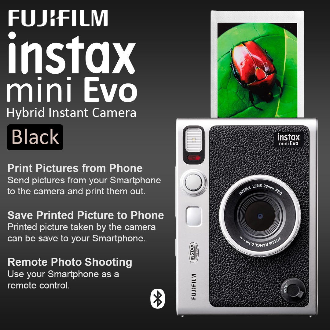 Fujifilm Instax Mini Evo Instant Hybrid Camera & Printer - Black