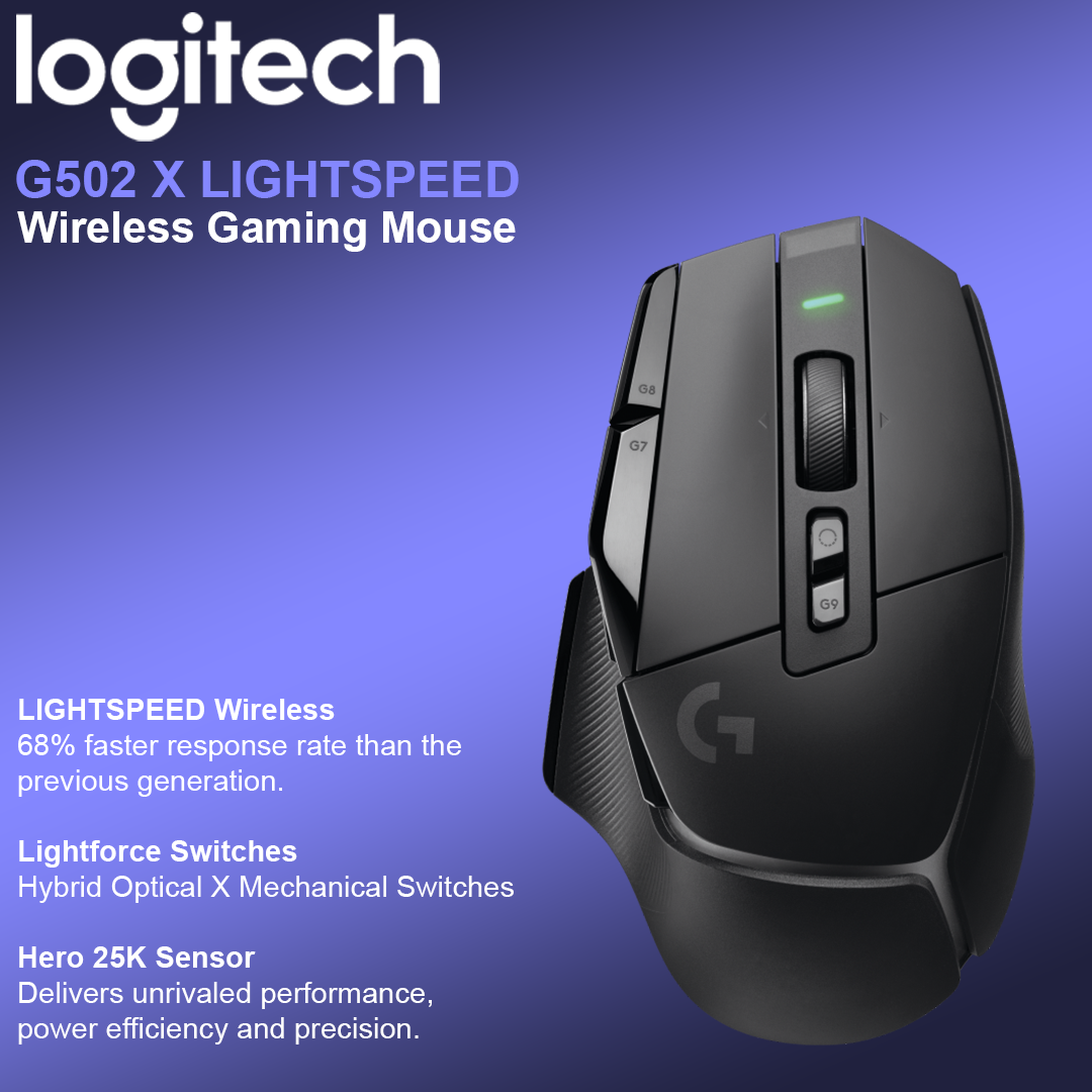 Logitech G502 X Lightspeed Wireless Gaming Mouse (Black)