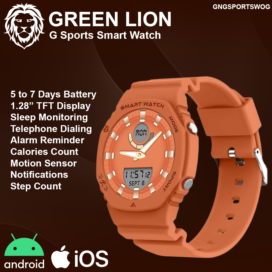 Green Lion G Sports Smart Watch - Orange - Android / IOS