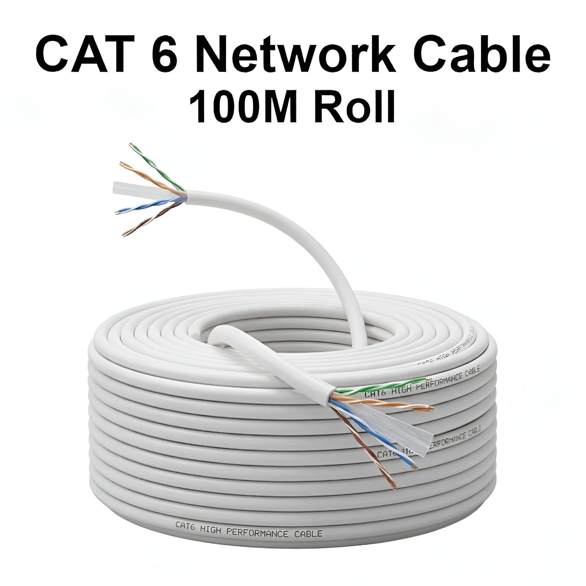 4 Pair CAT 6 Network Cable - White - 100M Roll