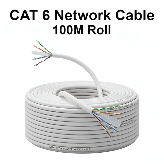 4 Pair CAT 6 Network Cable - White - 100M Roll