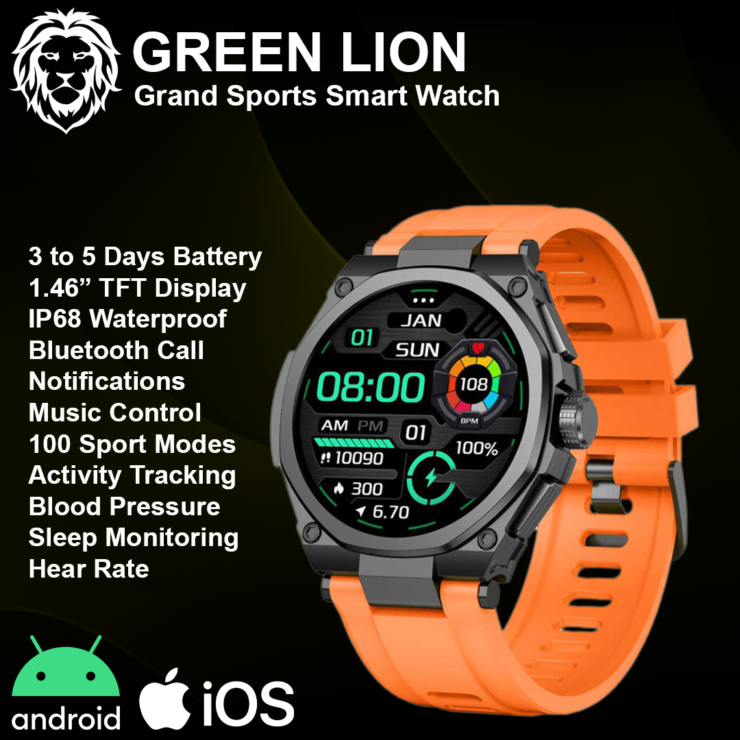 Green Lion Grand Sport Smart Watch - GL-SW55 - Red