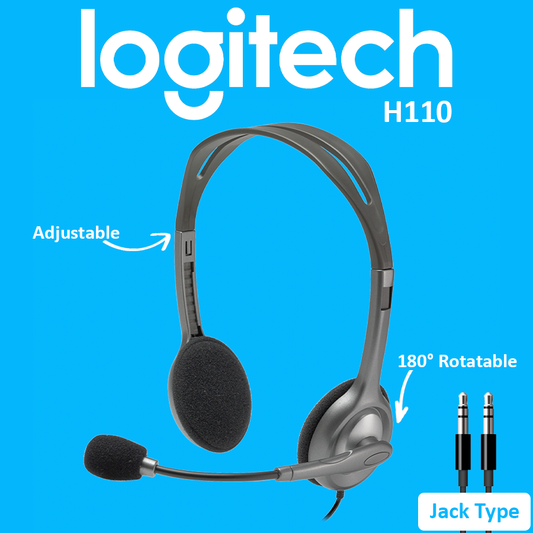 Logitech H110 On-Ear Headset with Microphone / 3.5mm Dual Jacks