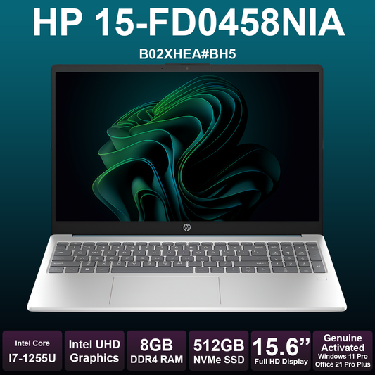 HP 15 15.6" I7 12th 8GB RAM 512GB NVMe Laptop
