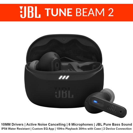 JBL Tune Beam 2 | True Wireless Noise Cancelling Earbuds - Black