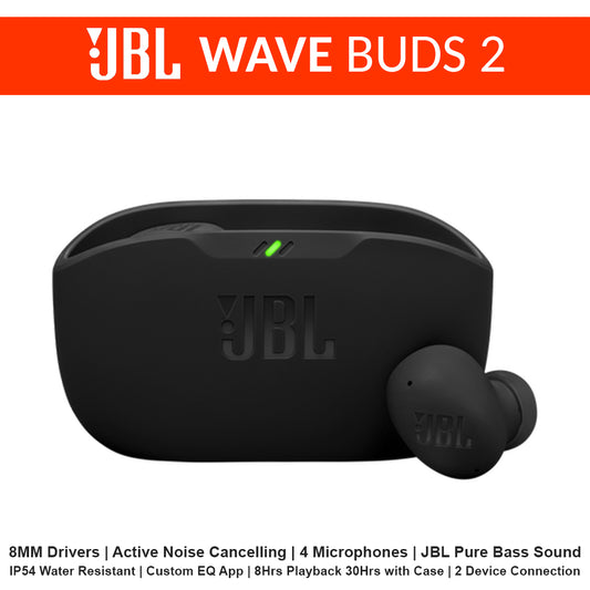 JBL Wave Buds 2 | True Wireless Noise Cancelling Earbuds - Black