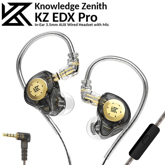 KZ EDX Pro | In-Ear 3.5mm AUX Wired Headset with Mic - Black