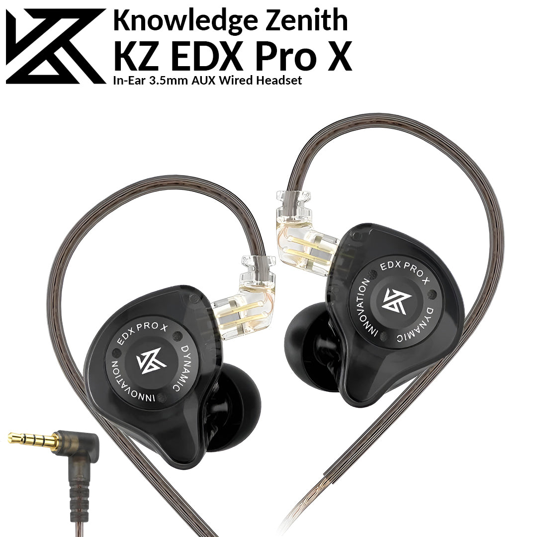 KZ EDX Pro X | In-Ear 3.5mm AUX Wired Headset (No Mic) - Black