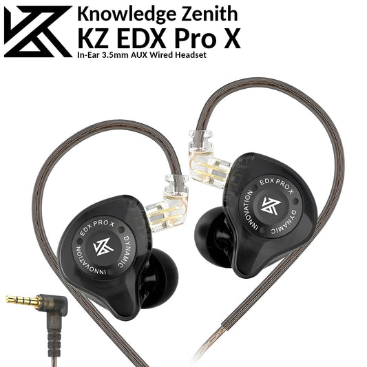 KZ EDX Pro X | In-Ear 3.5mm AUX Wired Headset (No Mic) - Black
