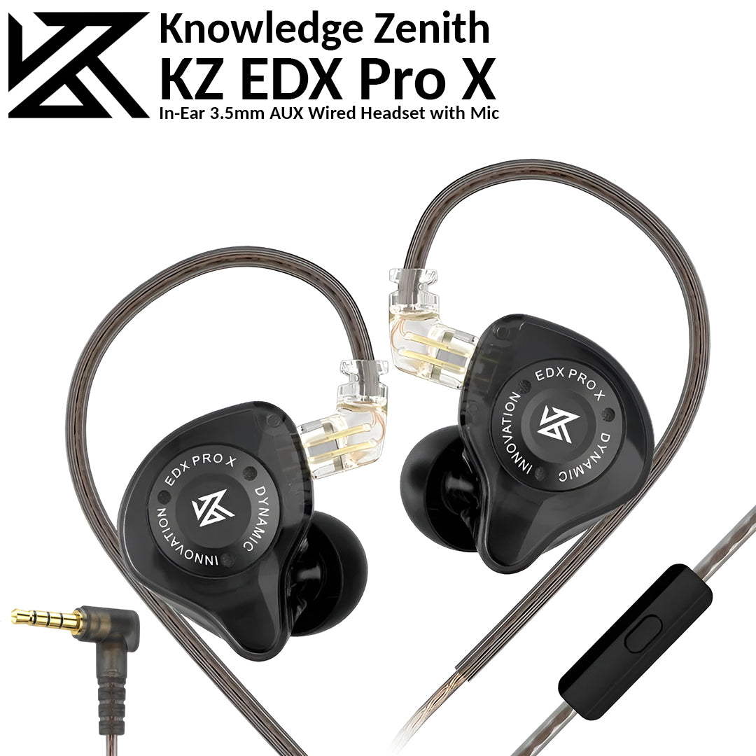 KZ EDX Pro X | In-Ear 3.5mm AUX Wired Headset with Mic - Black