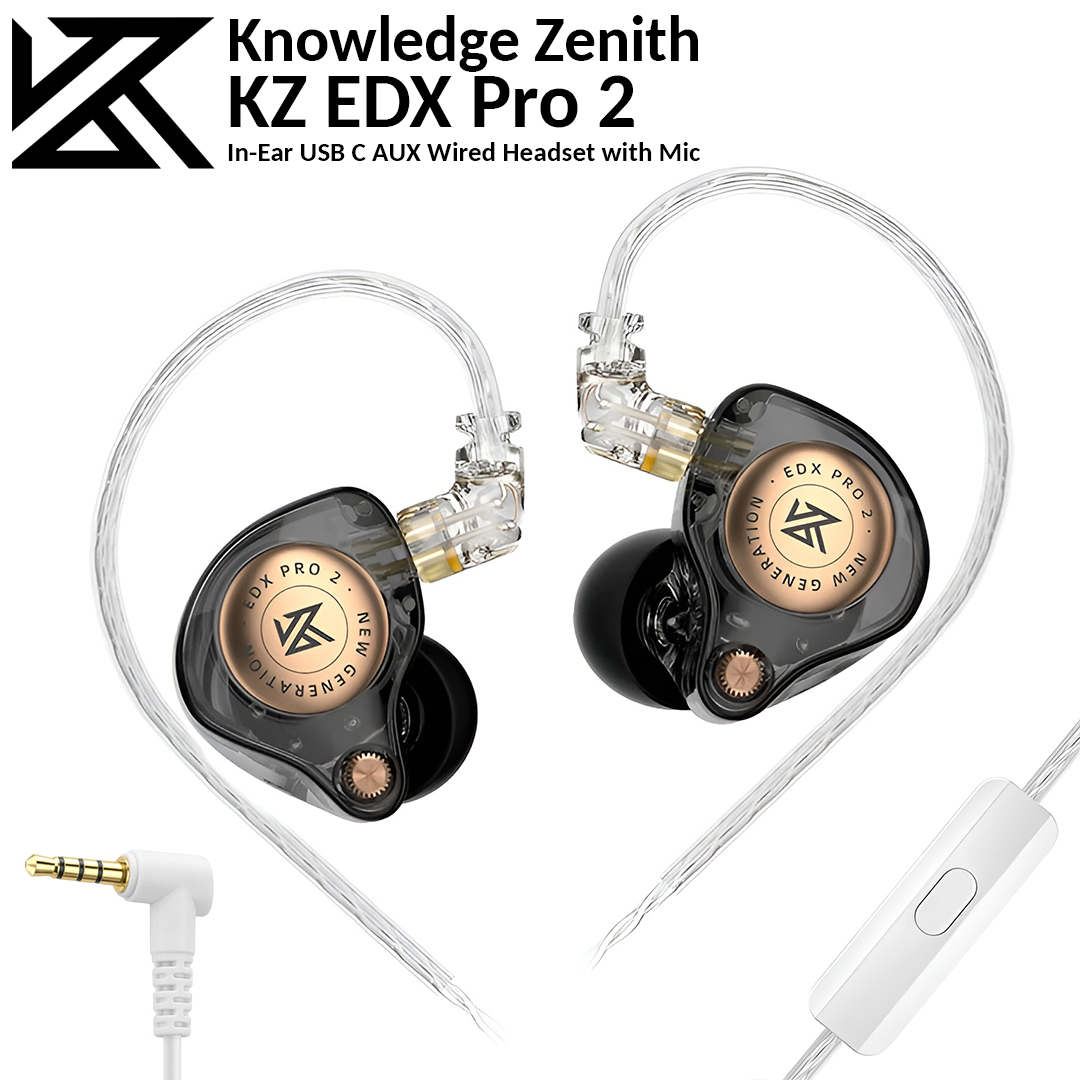 KZ EDX Pro 2 | In-Ear 3.5mm AUX Wired Headset with Mic - Black