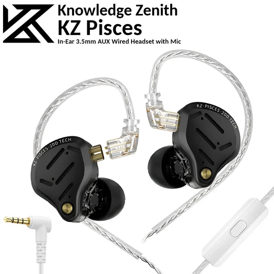 KZ Pisces | In-Ear 3.5mm AUX Wired Headset with Mic - Black