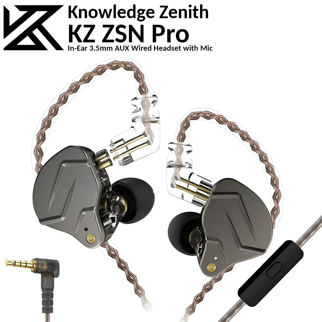 KZ ZSN Pro | In-Ear 3.5mm AUX Wired Headset with Mic - Grey