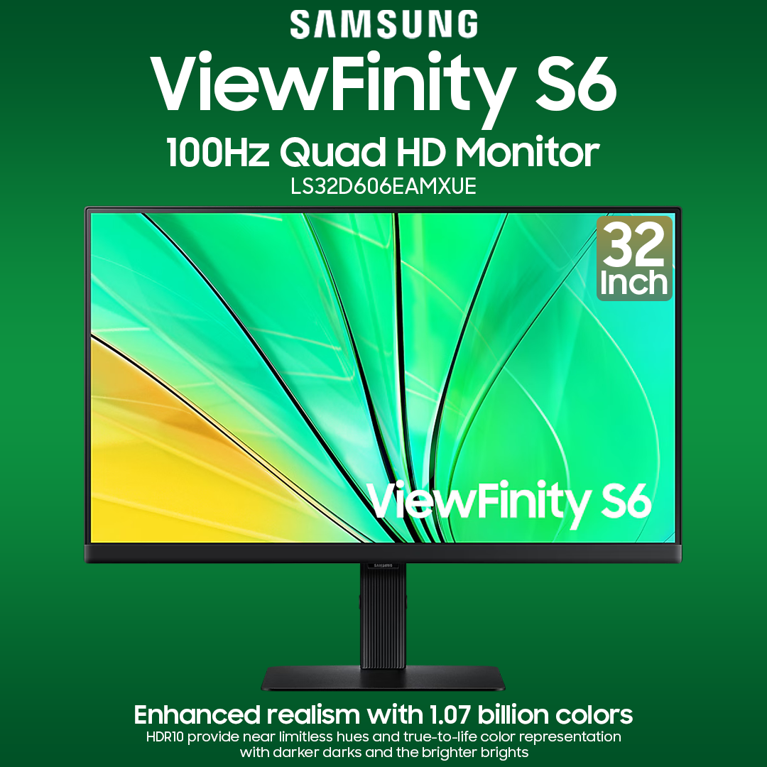 Samsung ViewFinity S6 32 Inch Quad HD Monitor - LS32D606EAMXUE