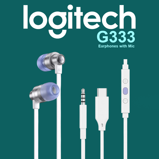 Logitech G333 3.5mm Aux + USB C Wired Headset with Mic - White