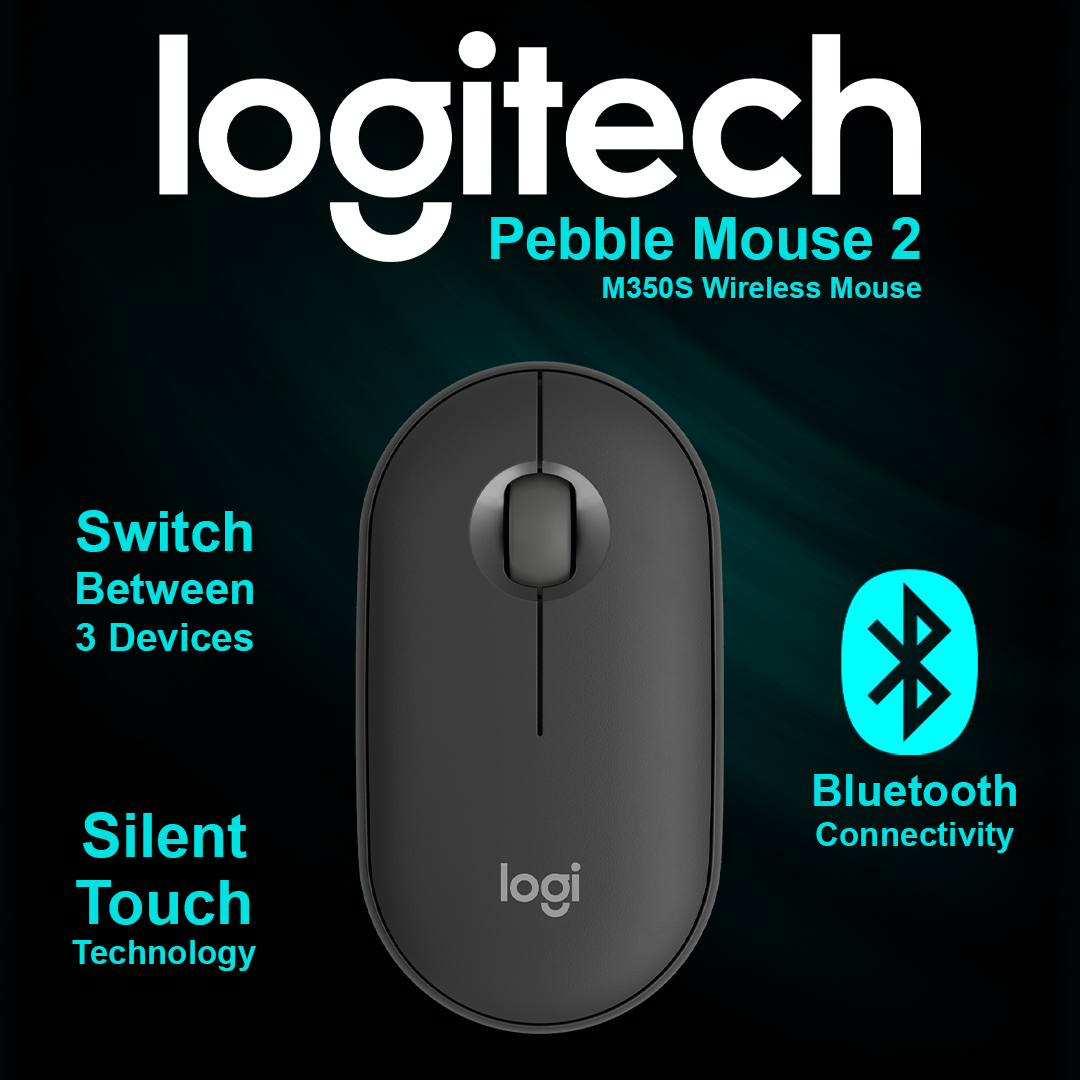 Logitech M350S Pebble Mouse 2 Wireless Mouse - Tonal Graphite
