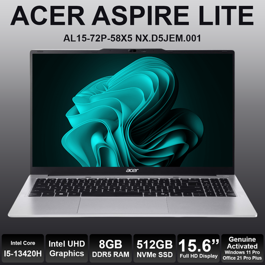 Acer Aspire Lite 15.6" I5 13th 8GB RAM 512GB NVMe Laptop