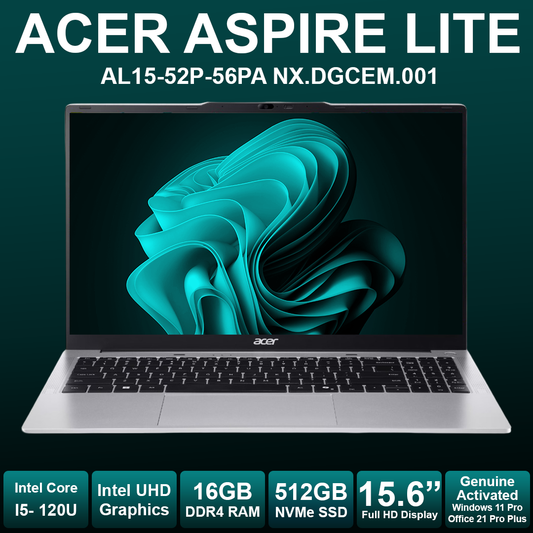 Acer Aspire Lite 15.6" Core 5 16GB RAM 512GB NVMe Laptop